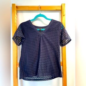 🌸Banana Republic Mesh Navy Blue Top